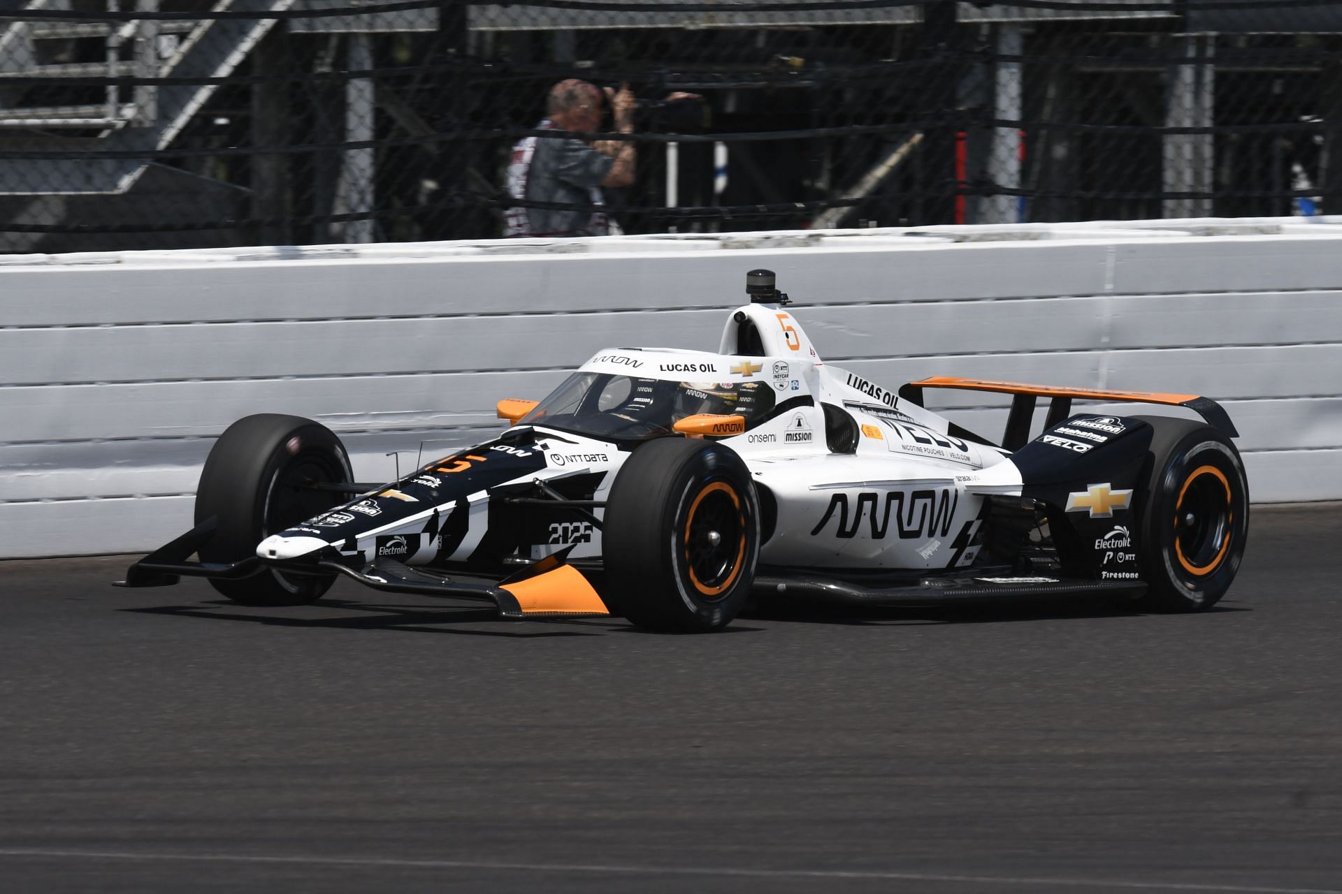 Pato O'Ward driving his #5 Arrow McLaren during Indy 500 practice - Source: Getty